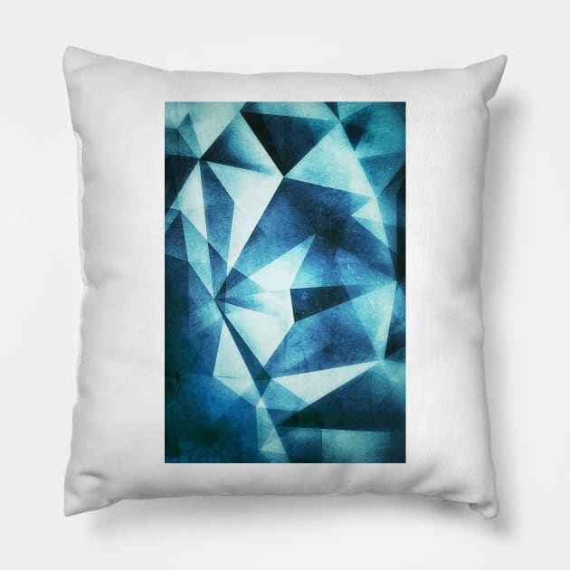 Abstract geometric triangle pattern ( Carol Cubism Style) in ice silver - gray Pillow by badbugs