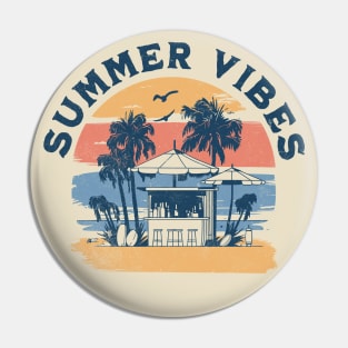 Summer Vibes - Palm Trees Beach Retro Tropical Summer Pin