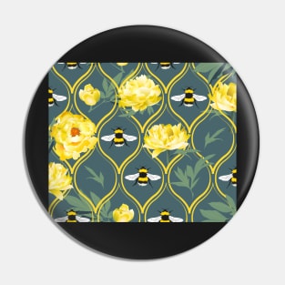 peony & bumblebee ogee Pin