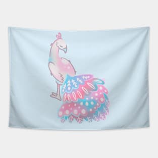 Cute Pink and Blue Trans Pride Peacock Tapestry