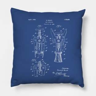 Cork Screw Patent - Wine Art - Blueprint Pillow