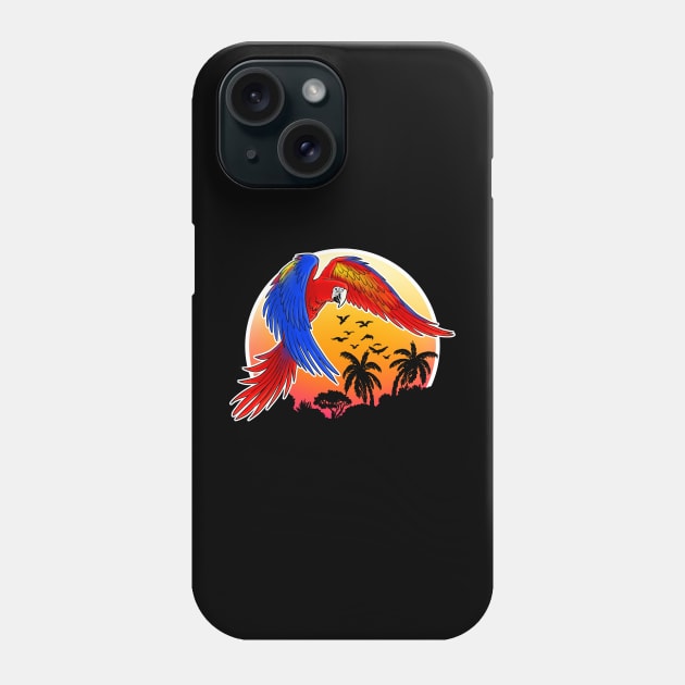 ara scarlet macaw sunset jungle Phone Case by Studio DAVE