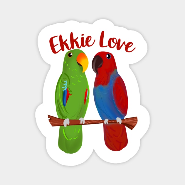 Ekkie Love Cute Eclectus Parrot Couple for parrot lovers Magnet by SusanaDesigns