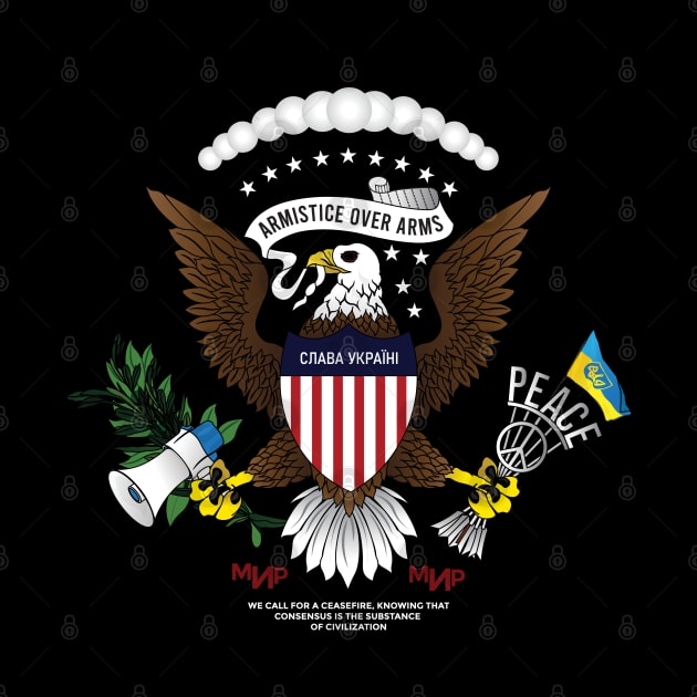 Ukrainian-American Eagle armistice over arms Ukraine Flag | Great Seal of the United States Peace sign by Vive Hive Atelier