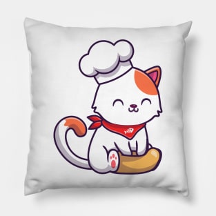 Cute Cat Chef Cooking Pillow