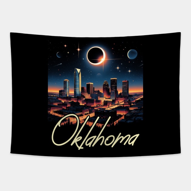 Oklahoma Solar Eclipse 2024 Starry Night, Solar Eclipse 2024 Tapestry by click2print