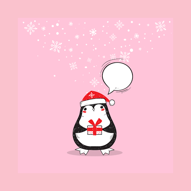 Cute Pink Penguin Holiday Xmas Christmas Gift by dhipsher