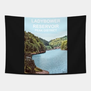 Ladybower Reservoir Derbyshire Peak District. Upper Derwent Valley. Travel poster Tapestry