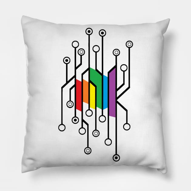 Rainbow circuits Pillow by The Family Plot