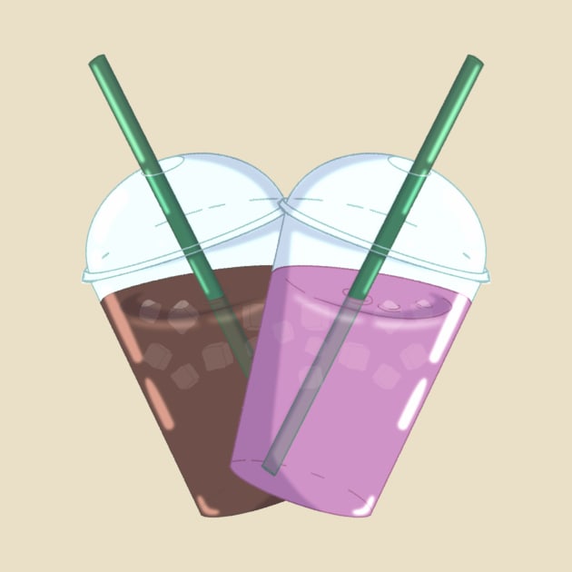 Iced Coffee & Pink Milk Heart by Raquel