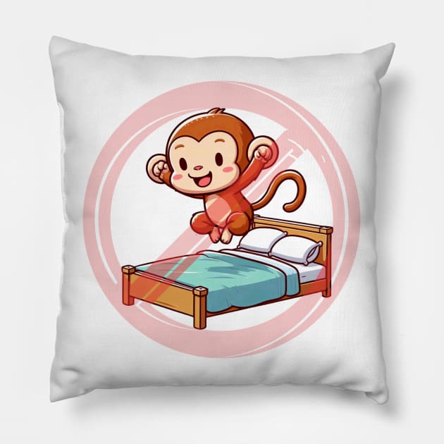 No Jumping On The Bed Monkey Pillow by Etopix