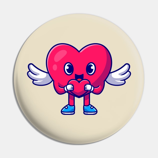 Cute Heart Angel With Love Sign Cartoon Pin by Catalyst Labs
