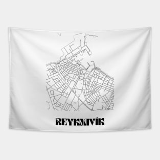 Retro Map of Reykjavík, Iceland Minimalist Line Drawing Tapestry