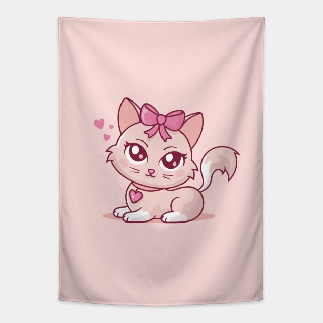 Coquette Cat Tapestry by zoljo