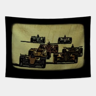 Formula 1 Race Cars in Polaroid Tapestry