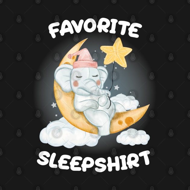 Cute Little Elephant Sleeping on the Moon Nap Favorite Sleep time Pajama by BadDesignCo