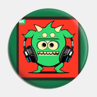 Headphones Monster Cartoon Pin