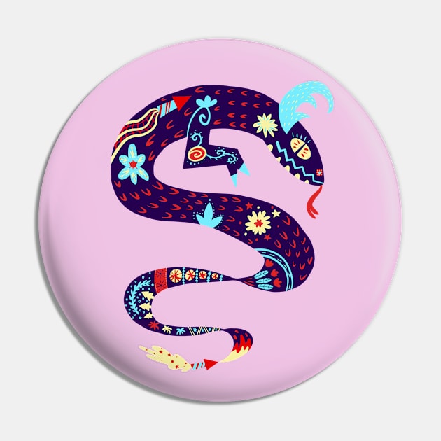 Blue Chinese New Year Dragon with Fireworks Pin by narwhalwall