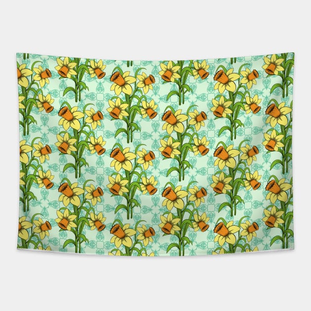 Daffodil Pattern Tapestry by Designoholic