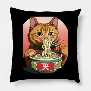 Cute Cat eating Ramen Pillow