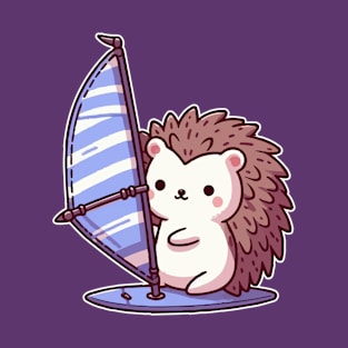 Cute hedgehog Windsurfing T-Shirt