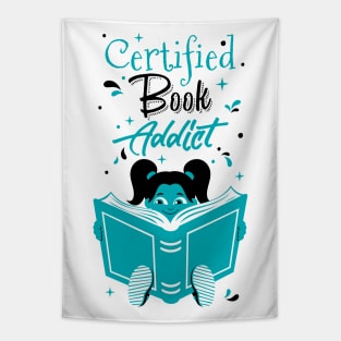 Book Addict Girl White Tapestry