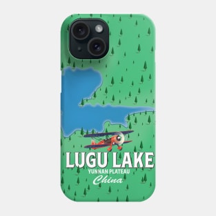 Lugu Lake, Yunnan plateau, China map Phone Case