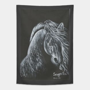 horse white on black Tapestry