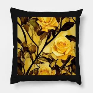 Golden rose watercolor rose Pillow