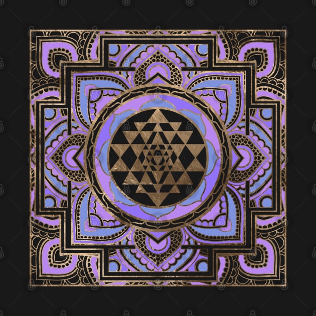 Golden Sri Yantra  / Sri Chakra in pastel lotus by Nartissima