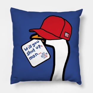 Goose in Red Hat with Stolen Joe Biden First Debate Quote Portrait Pillow