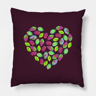 Neon leaf heart - color your life! Pillow