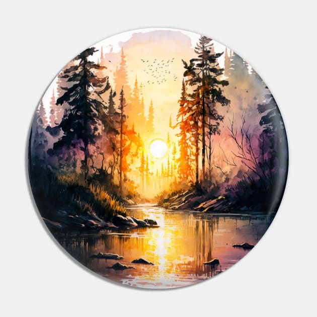 Sunset Scenery In Watercolor Pin by LetsGetInspired