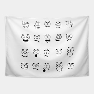 Cartoon Faces with Expressions Tapestry