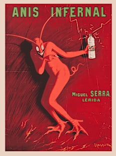 Vintage Anis Infernal Liqueur Advertising Art - Devil / Satan Magnet