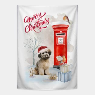 Cute Havanese Merry Christmas Santa Dog Tapestry