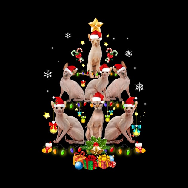 Sphynx Christmas Tree Funny Cat Lovers Xmas Holiday Gift by Dunnhlpp