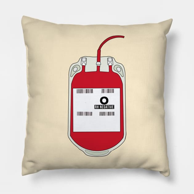 O Negative Blood Bag Pillow by DiegoCarvalho