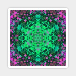 Digital Mandala Green and Purple Magnet