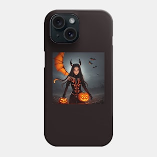 Halloween atmosphere and dark sky with pretty girl Phone Case