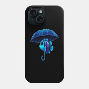 Blue Tang Rainy Day With Umbrella Phone Case