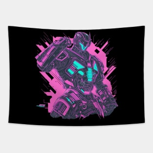 Fight Robot - Drip Neon Tapestry