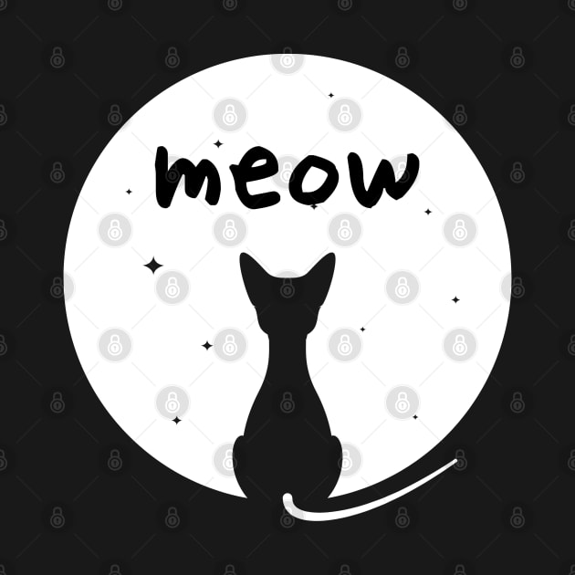 Black Cat Moonlight Meow by Claracanvas