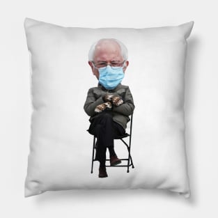 Bernie Sanders Sitting In A Folding Chair With Mittens At Inauguration 2021 Meme Pillow