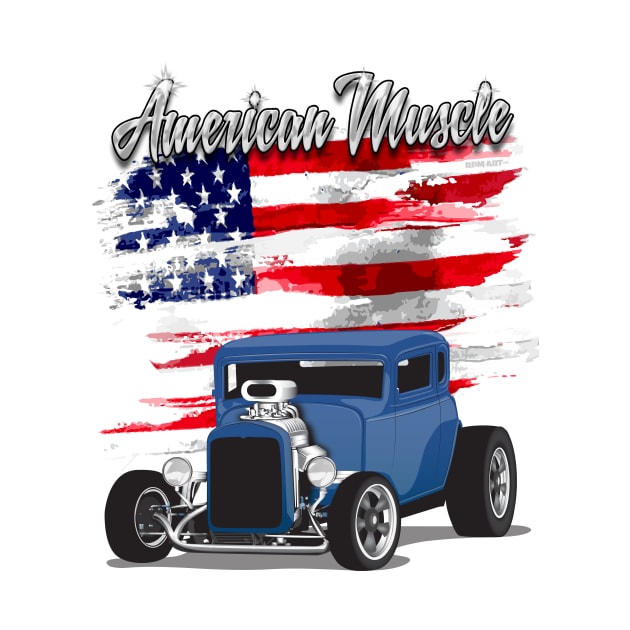 Blue 1932 Chevy 5 Window Coupe Hot Rod American Muscle Print by RPM-ART