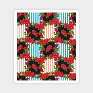 Red Roses with Colorful Lines Magnet