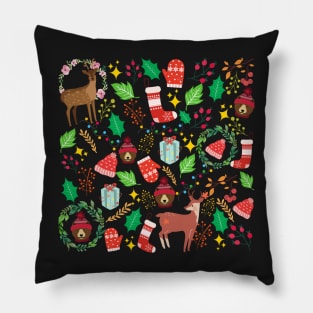 Deer, I Love You_Black Background Pillow