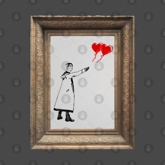 Doctor Who Balloon Girl (Banksy mashup - Framed version) by UselessRob