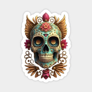 Sugar Skull Dia de los Muertos Mexican Day Of The Dead Tattoo Art Culture Punk Rock Goth Skeleton Magnet