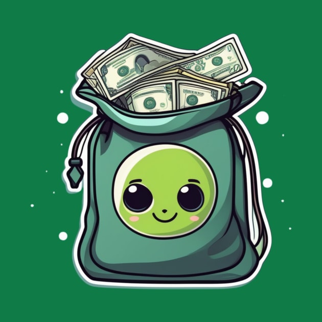 Cute alien on bag full of money by AhmedPrints